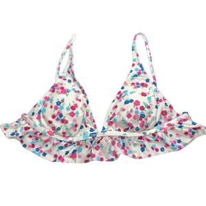 J. Crew Floral Ruffle Hem Tie Back‎ Padded Bikini Swim Top in Little Blooms